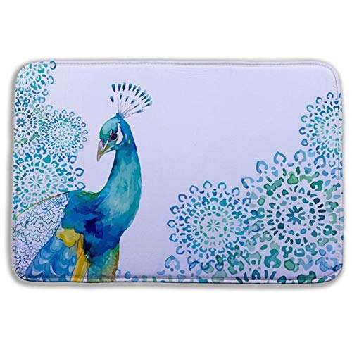 WorldCare® Type 12, 40Cm Hx60Cm W : 40X60Cm Peacock Bird Bath Non-Slip Mats Velvet Memory Foam Rug Shower Carpet For Bathroom Kitchen 1