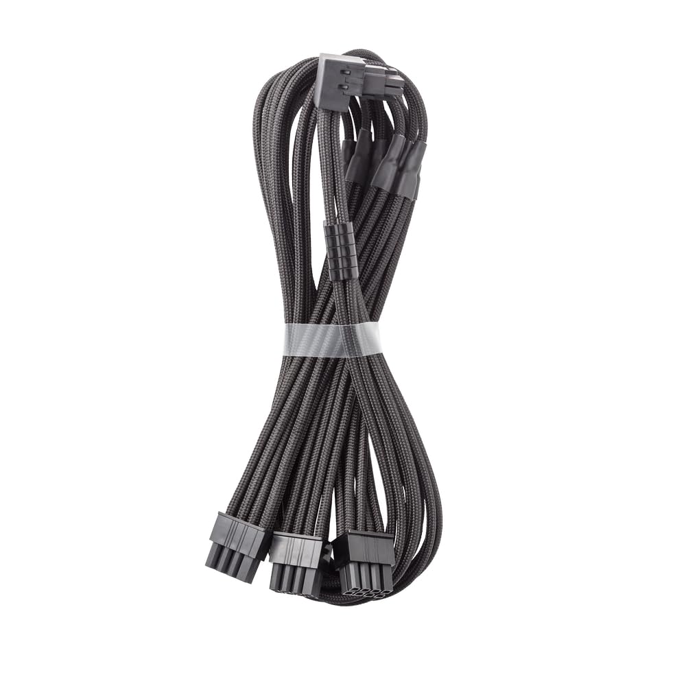 CableMod RT-Series Pro ModFlex Sleeved 12V-2x6 12VHPWR 90° StealthSense PCIe Cable for ASUS/Seasonic/Phanteks (Variant B, Black)