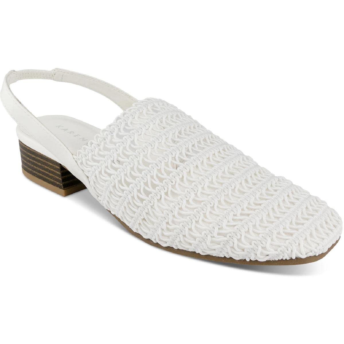Karen Scott Womens Carolton Woven Square Toe Pumps White 8 Medium (B,M) 1
