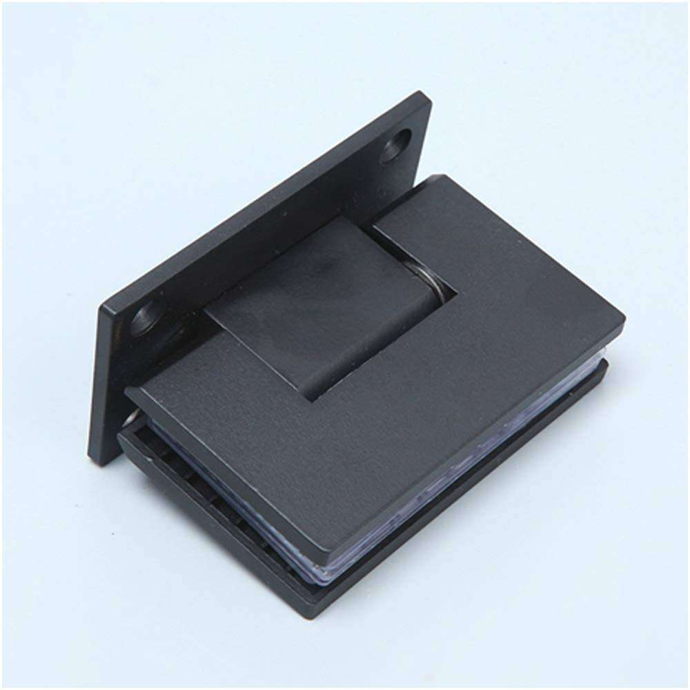 90 Degree Glass Door Hinge, Heavy Bathroom Door Clip, Shower Room Hinge Bathroom Hardware, 304 Stainless Steel Brushed Surface Treatment, Suitable for 8-12 mm Toughened Glass (Black) 6