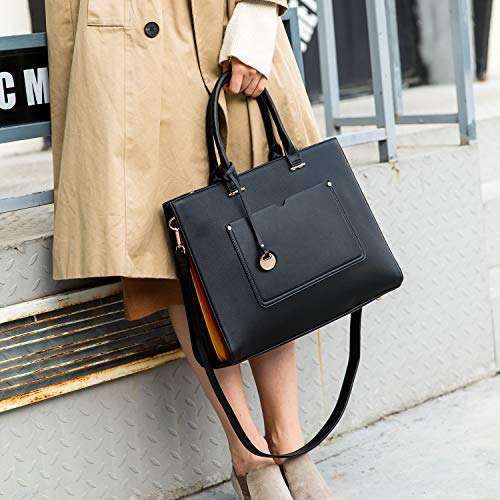 Laptop Tote Bag for Women 15.6 Inch 16 Large Capacity Multi Pockets PU Leather Ladies Busiess Leisure Shoulder Computer Laptop Case 6