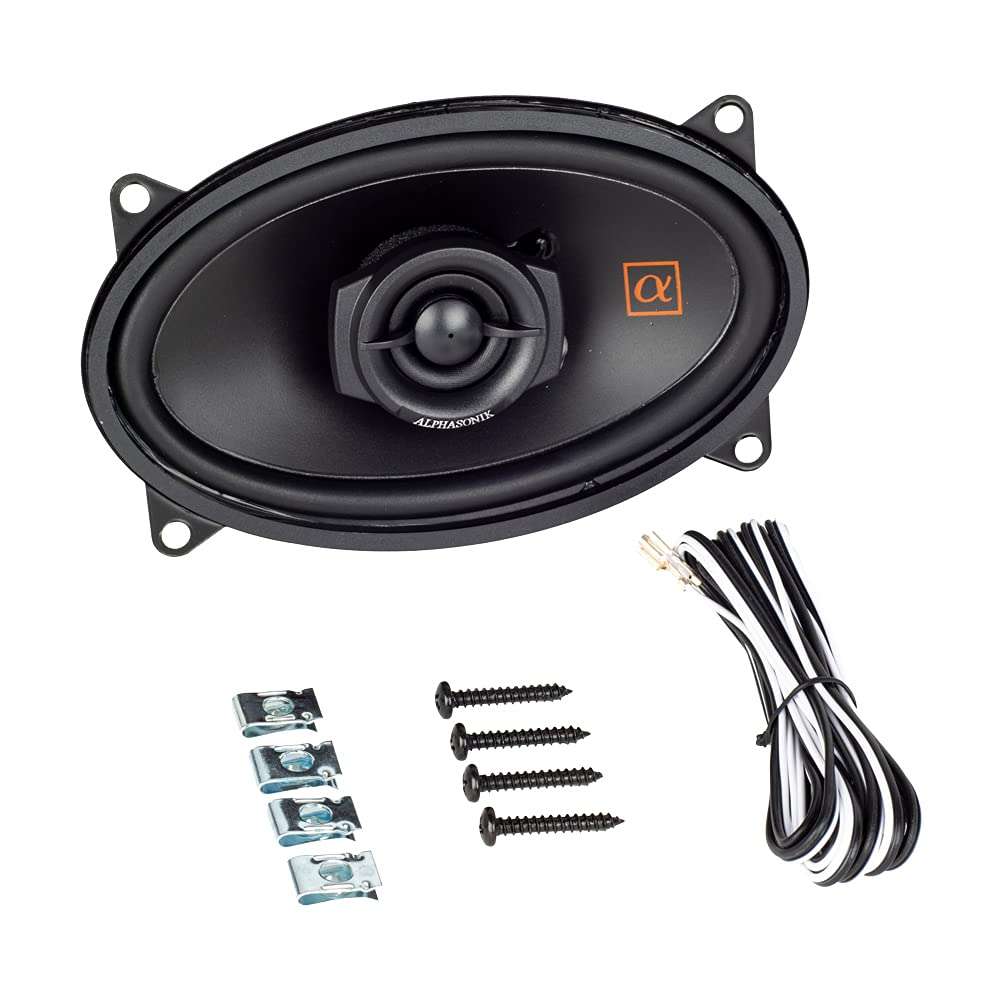 Alphasonik 1 Pair of NS46 Neuron Series 4x6 (240 Watts Max for The Pair) 120 Watts Max Per Speaker 2-Way Full-Range Car Audio Speaker with PEI Dome Tweeter Polypropylene Cone 3