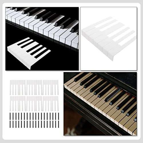 GANAZONO White Piano Piano Replacement Keys 88Pcs Piano Replacing Keys German Piano Keytops Light Cream Color Piano Keys Flats Repair Replacement Complete Set with Fronts Piano Supplies Piano Parts 6