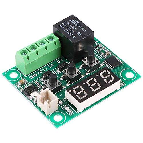 DAOKI 2 Pcs W1209 12V DC Digital Temperature Controller Module -50~110℃ LED Display Thermostat Board with Waterproof NTC Probe, Case, 24AWG Wire 2