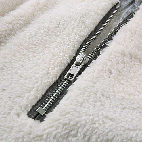 Womens Sweatshirts Fall Fleece Jackets Long Sleeves Shaggy Sherpa Pullover Winter Coats with 1/4 Zipper( Grey, X-Large ) 4