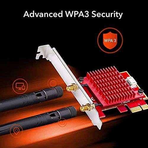 Wifi Card, TEROW AX3000 Wifi 6 PCIe WiFi Card For PC | Up to 3000Mbps | Bluetooth 5.0 | Heat Sink Tech | 802.11AX Dual Band Wireless Adapter with MU-MIMO, Ultra-Low Latency Supports Windows 10 (64bit) 6