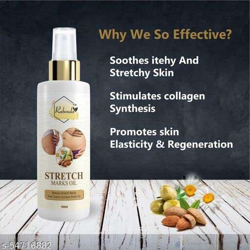 Rabenda Stretch Care Oil to Minimize Stretch Marks & Even Out Skin Tone - Blend of 6 Oils with Rosehip (200 ml) 3