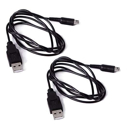 HDE 2 Pack USB Charger Power Cable for Nintendo 3DS XL, 3DS, 2DS, DSi XL, DSi, New 3DS XL