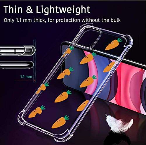Idocolors Clear iPhone XR Case, 6.1”Soft Soft Flexible Silicone Shockproof Back Four Corner Protective Cover,Cute Personalized Summer Carrot Girly&Boys Cases for iPhone XR 6