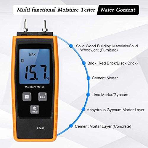 XUXUWA Moisture Meter 0%~80% Two Pins Digital Wood Moisture Meter Handheld Wood Moisture Detector Humidity Tester Timber Damp Detector Humidity tester 5