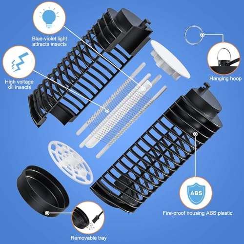 Bug Zapper Outdoor and Indoor, Insect Fly Trap, Fly Zapper Mosquito Killer with High Powered UV LED Light, Flying Insect Trap Plug-in for Home, Backyard, Patio, Camping 6