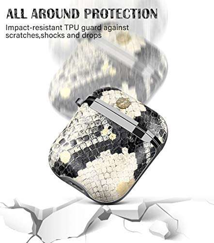 Simptech Designed for Airpods Case, Luxury Snakeskin 360° Protective Stylish Air Pod Earpods Case Cover with Keychain Compatiable with Apple AirPod 1st/2nd, Ideal Gift for Women and Girls 5