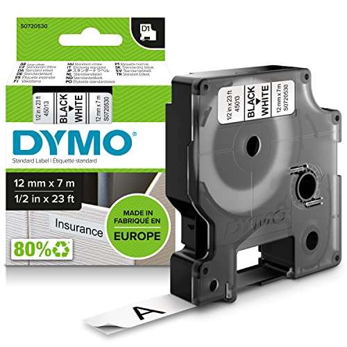 Dymo S0720530 White Tape Black Print, 1 Roll Per Carton, Priced Per Roll 1