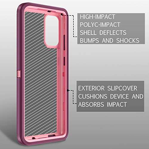 I-HONVA for Galaxy S20 FE 5G Case Shockproof 3 in 1 Full Body Protection [Without Screen Protection] Rugged Heavy Duty Cover Case for Samsung Galaxy S20 FE 5G 6.5 inch 2020, Purple 3