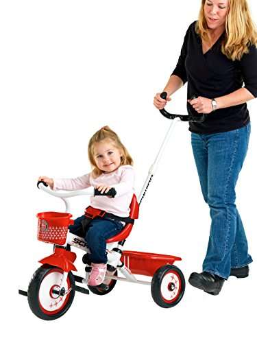 Schwinn Easy Steer Bike for Toddler, Kids Tricycle with Removable Push handle, Steel Trike Frame, Boys and Girls Ages 2-4 Year Old, Red/White, 8" 5
