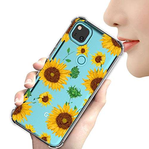 Redku for Google Pixel 4A 5G Case (Not Fit 4G)，Slim Four-Corner TPU Airbag Shock-Absorbing Drop-Resistant Silicone Soft Phone Case for Google Pixel 4A 5G (Sun Flower) 4