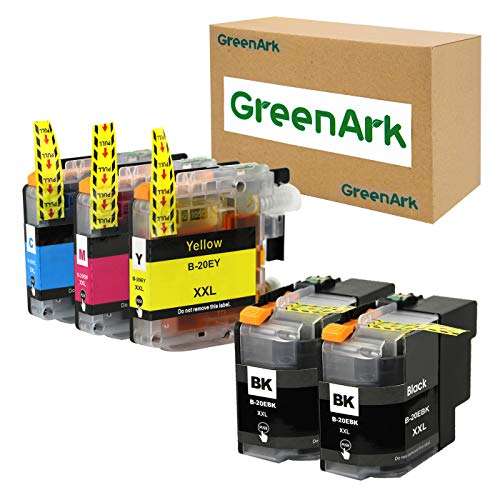 GREENARK Compatible Ink Cartridge Replacement for Brother LC20E Super High Yield Ink Cartridge 5 Pack Works with Brother MFC-J985DW, MFC-J775DW, MFC-J5920DW Printers LC20EBK LC20EM LC20EC LC20EYXXL 1