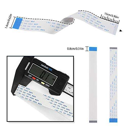Aokin for Raspberry Pi Camera Cable, FFC Cable Ribbon Flex Extension Cable 15 Pin 1.0mm Pitch for Raspberry Pi, Octoprint Octopi Webcam, Monitor 3D Printer, etc, 15cm/5.90in, 1 Pcs 6