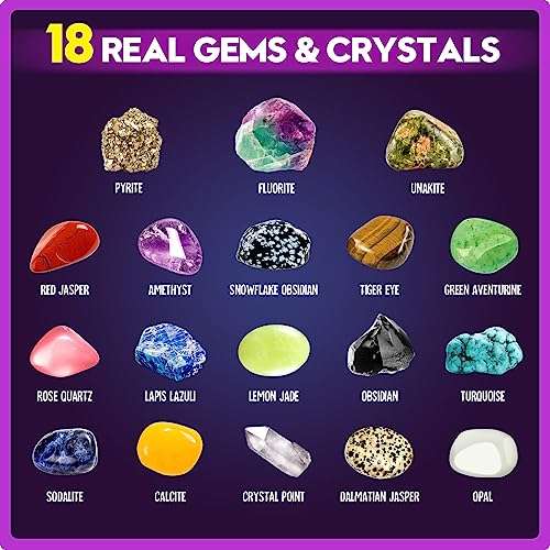 XXTOYS Gemstone Dig Kit - Dig Up 18 Real Gemstones and Crystals - Science Kits for Kids, STEM Toys for Age 6-8, Great Educational Geology Gifts for Boys & Girls Ages 5-7 4