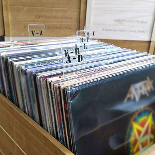 Pearlead 6Pcs Professional Acrylic Vinyl Record Category Label Cards LP Record Divider Cards with Black A-Z Alphabet Lettering (LP Classification Card,Vertical Version) 6