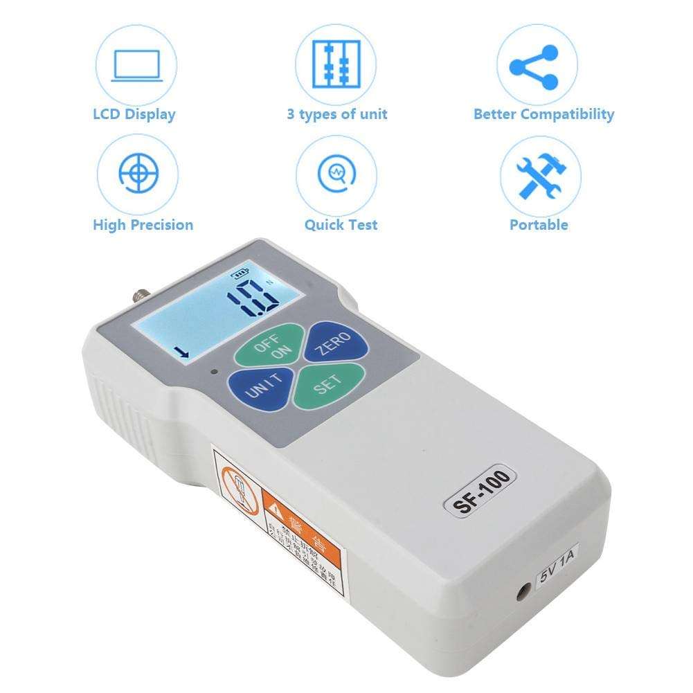 Digital Force Gauge Push,SF-100N Portable High Digital Force Gauge Push and Pull Tester Dynamometer Force Gauge with Large LCD Display for Lab Force Test Destructive (US Plug) 2