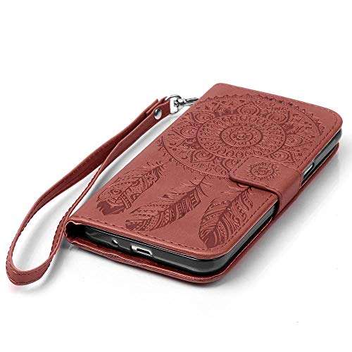 Galaxy J3 (2016) Case, Galaxy Amp Prime Case, Galaxy Express Prime Case, Galaxy Sol Case, JanCalm [Wrist Strap] Premium PU Leather [Multi Card/Cash Slots] Stand Flip Cover with Pen (Brown) 5