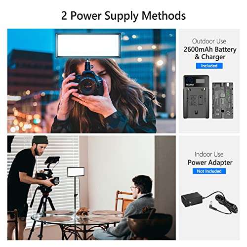 Neewer Super Slim Bi-Color Dimmable LED Video Light with LCD Display, 2600mAh Li-ion Battery and Charger - Ultra High Power LED Panel, 3200K-5600K for Camera Photo Studio Portrait Video Photography 4