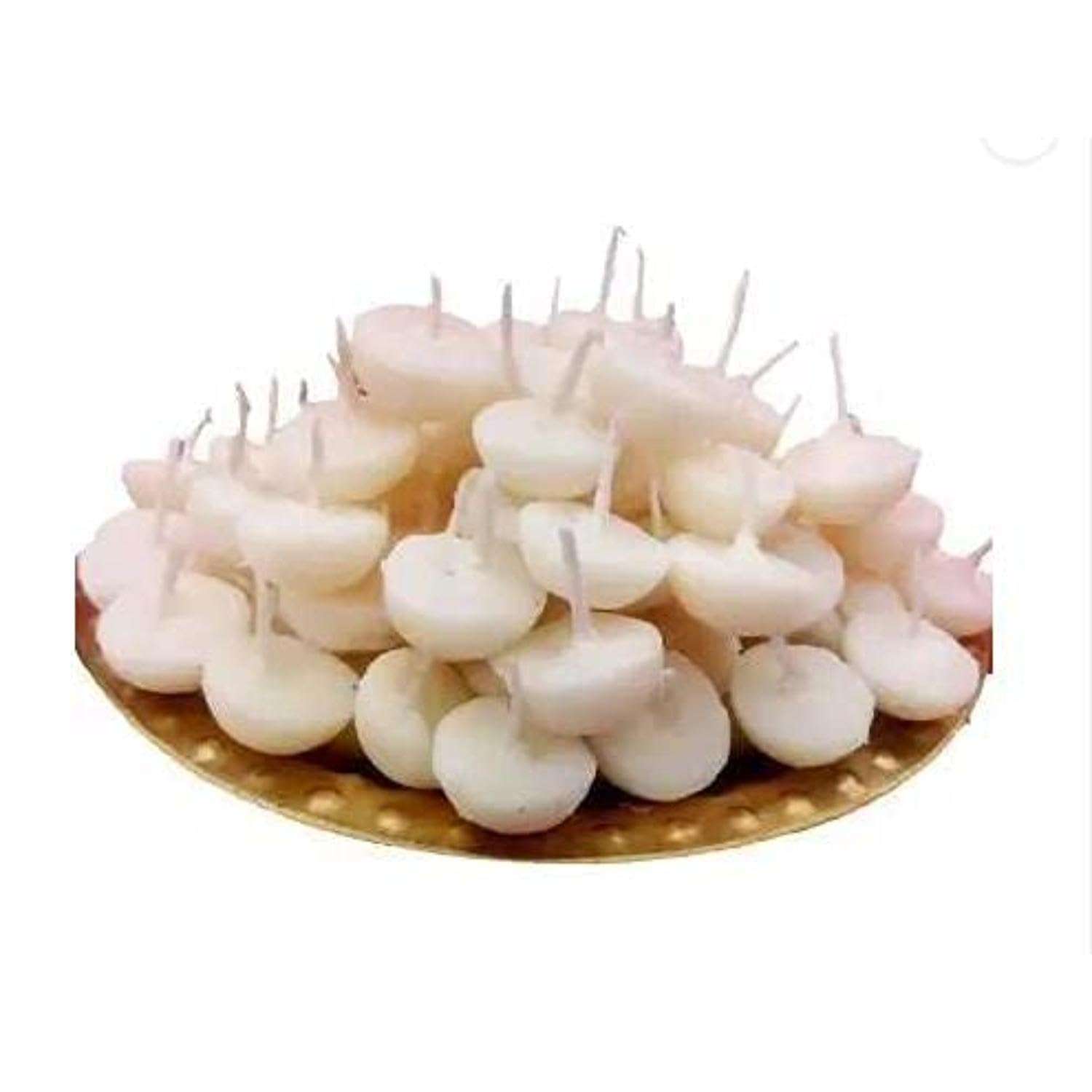 Om Phool Batti 100% Wax Free Cow Ghee Diya for Puja, 30 min Burning Time, Handmade Ghee Diya Batti for Festivals & Religious rituals | Readymade Ghee Diya batti - White (Pack of 300 Pcs.) 3
