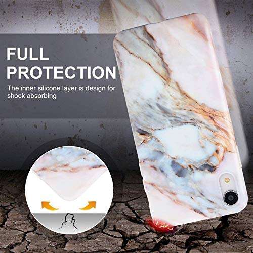 Imikoko iPhone XR Case Marble, iPhone XR Slim Case, Soft Flexible TPU Marble Case Shockproof Protective Case Cover for iPhone XR 6.1 inch (Pink) 4
