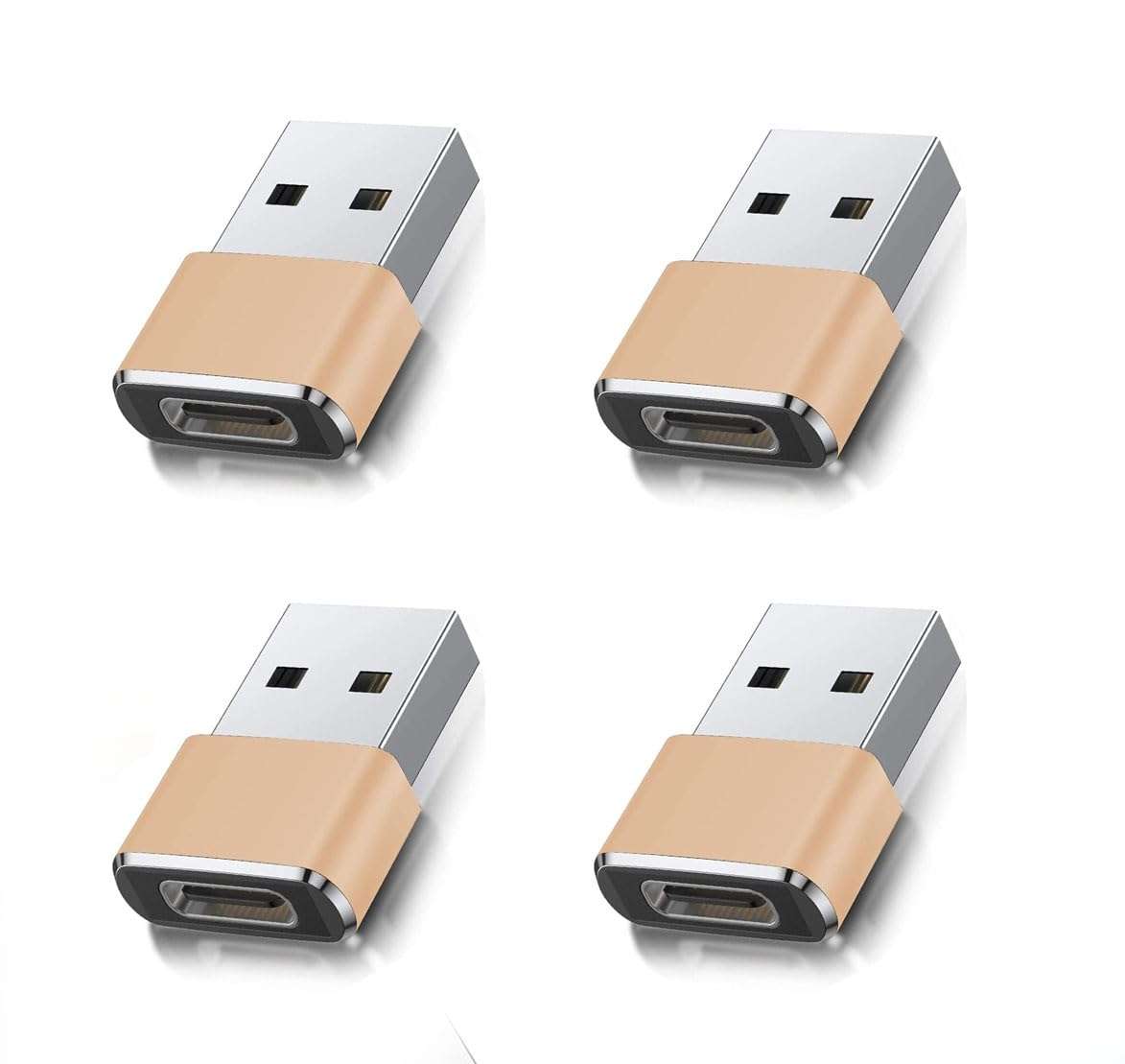 Etzin USB 3.1 Type C USB C Female to USB Male Adapter USB-C Female to USB Male, USB Type C Female to USB OTG Adapter Data Transfer Adapt etc. (Pack-of-4, Golden)