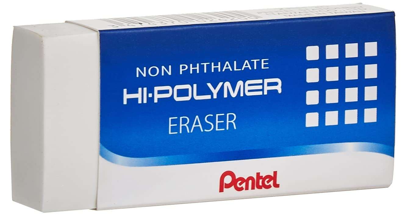 Pentel Hi-Polymer ZEH-20 Large (7.3 x 3.3 cm) Block Eraser, Pack of 3 2