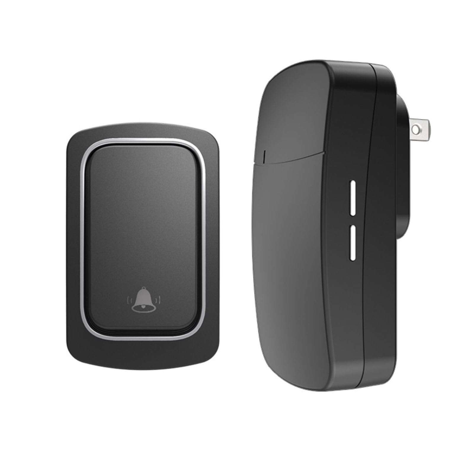 Self-Powered Wireless Doorbell for Home/Office - IP66 Waterproof, Plug-in Doorbell Kit with No Battery Required, 500ft/150m Range & Custom Chimes for Cabin/Classroom (Black)