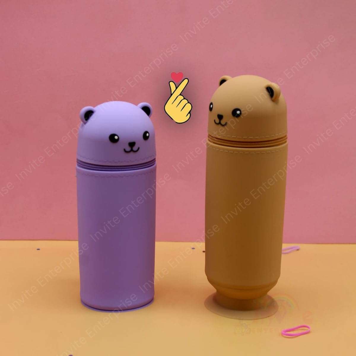 2-in-1 Soft Silicone Pencil Case-Teddy Bear will keep you stylish,retractable feature, and soft touch, this indispensable school bag may be used as both a pencil case and a pen holder (Green) 6