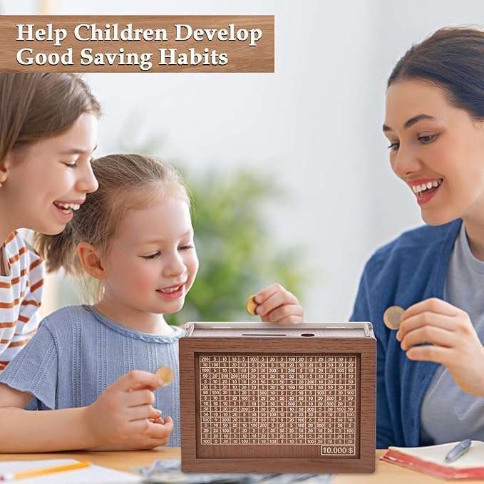 Money Saving Box for Adult 100000 -Money Box, Money Saving Box,1 Lakh Money Saving Box,Money Collecting Box Adult Kids, Small Amount Big Storage 100000 Savings Wooden Money Box,Challenge Box 3