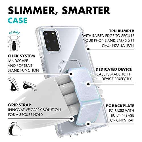 CLCKR Compatible with Samsung Galaxy S20+ Case with Kickstand, Phone Grip and Expanding Stand, Cell Phone Cover with Phone Grip Holder, Holographic 2