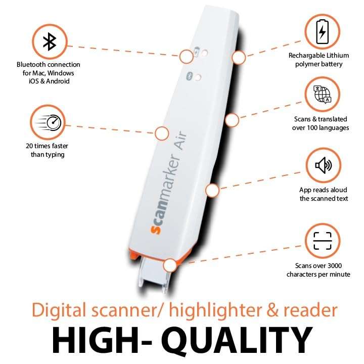 Scanmarker Air Pen Scanner & Translator Pen | Electronic Translation Pen & Smart Reading Pen for Dyslexia, Students & Professionals - Compatible with Mac, Windows, iOS & Android (White) 6