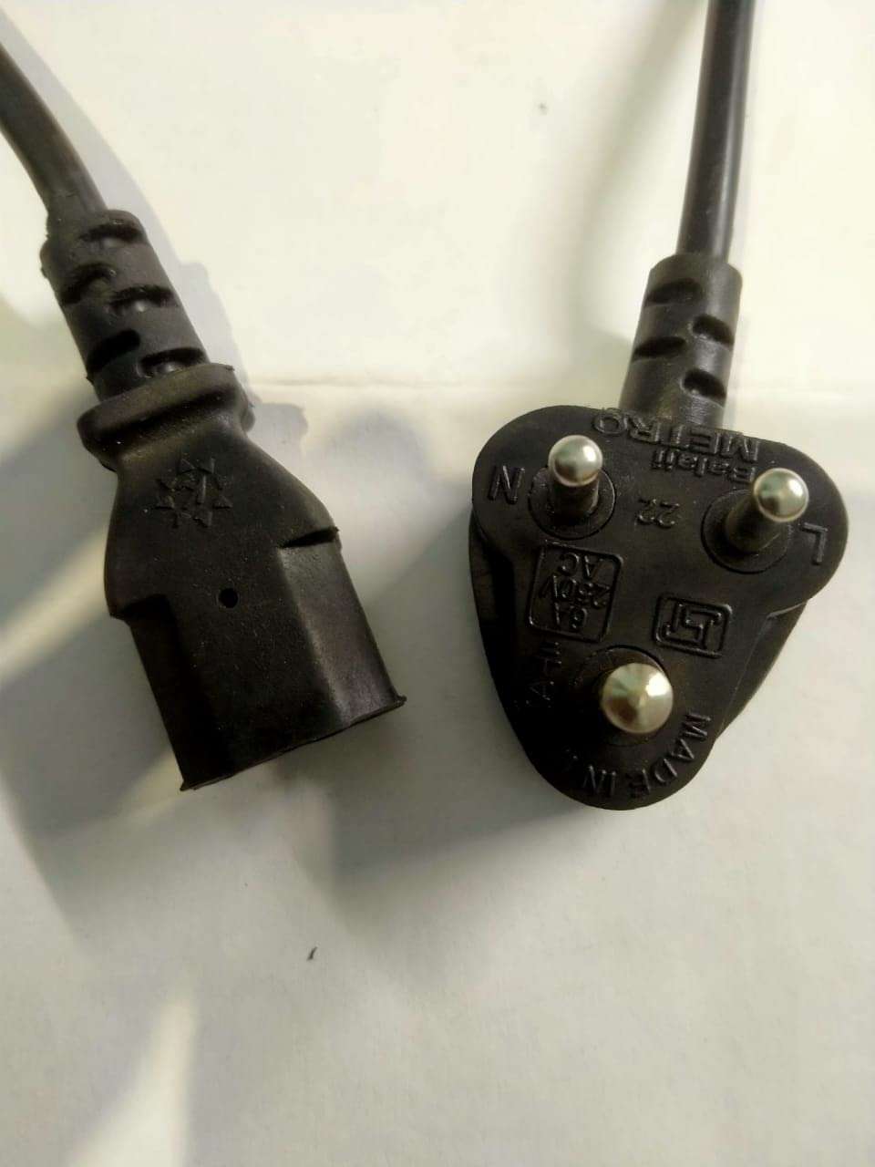 Power Cord 1.5M Replacement Power Cable, India Plug IEC Computer Mains Power Cable Cord for Desktop 3 pin Power Cable for PC, Power Cable for Monitor SMPS and Printer, Power Supply, TV 3