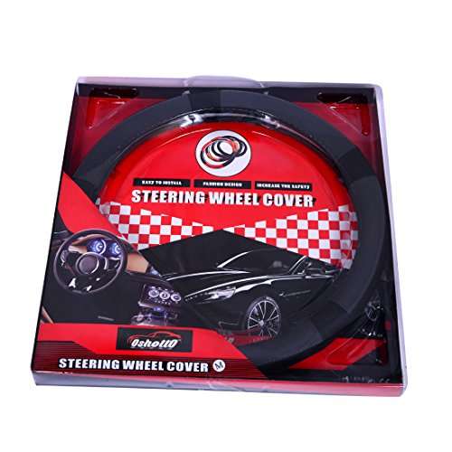 Oshotto Leather Steering Wheel Cover for Tata Tigor (Black and Grey) 5
