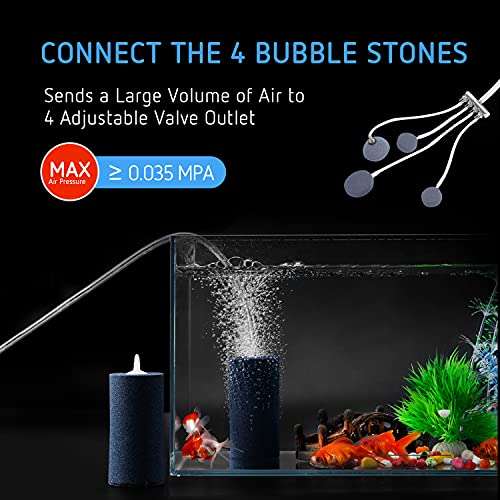 VIVOSUN 285 GPH Air Pump 9.5W 4 Outlet 18 Liter/Min for Aquarium and Hydroponic Systems 4