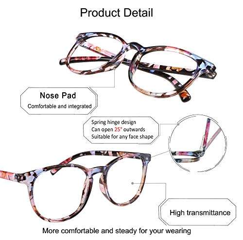 YEIN Blue Light Blocking Glasses, Spring Hinge Photochromic Pink Sunglasses, Anti Eyestrain, Computer Reading Glasses, Gaming Glasses, TV Glasses for Women, Anti Glare 2