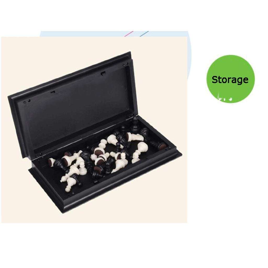 WUYAOCHUN Chess Set Board Game Folding Travel Portable Chess Set Magnetic Chess Set 12.6" X 12.6"Plastic Chess Set with Folding Black and White Chess Board for Kids and Adults (Color : Large) 5