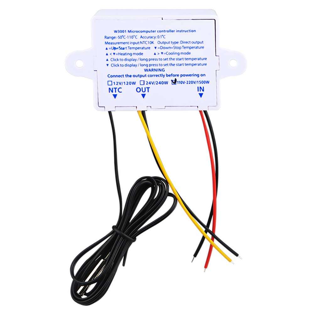 Digital LED Temperature Controller, DC 24V Temperature Controller Board Cooling/Heating Control Module Switch with Waterproof Sensor Probe 6