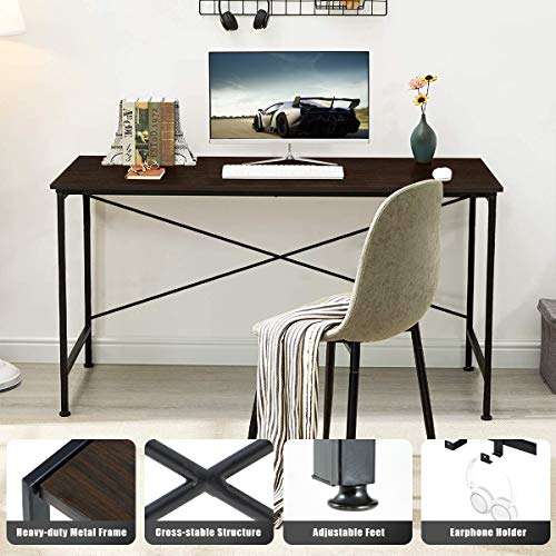 YOLENY Computer Desk, 39 Inch Office Desk, Modern Simple Office Desk for Home Office, Writing Desk for Small Space, Easy Assembly,Coffee 4