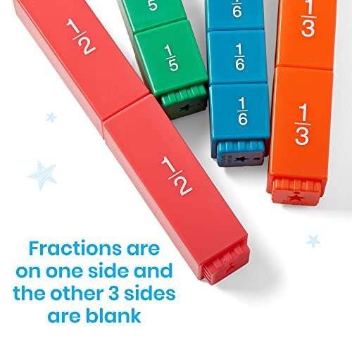 hand2mind Rainbow Fraction Tower Cubes, Fraction Equivalency, Montessori Math Blocks Materials for Kids, Math Manipulatives 4th Grade, Elementary Teacher Must Haves (Set of 51) 5