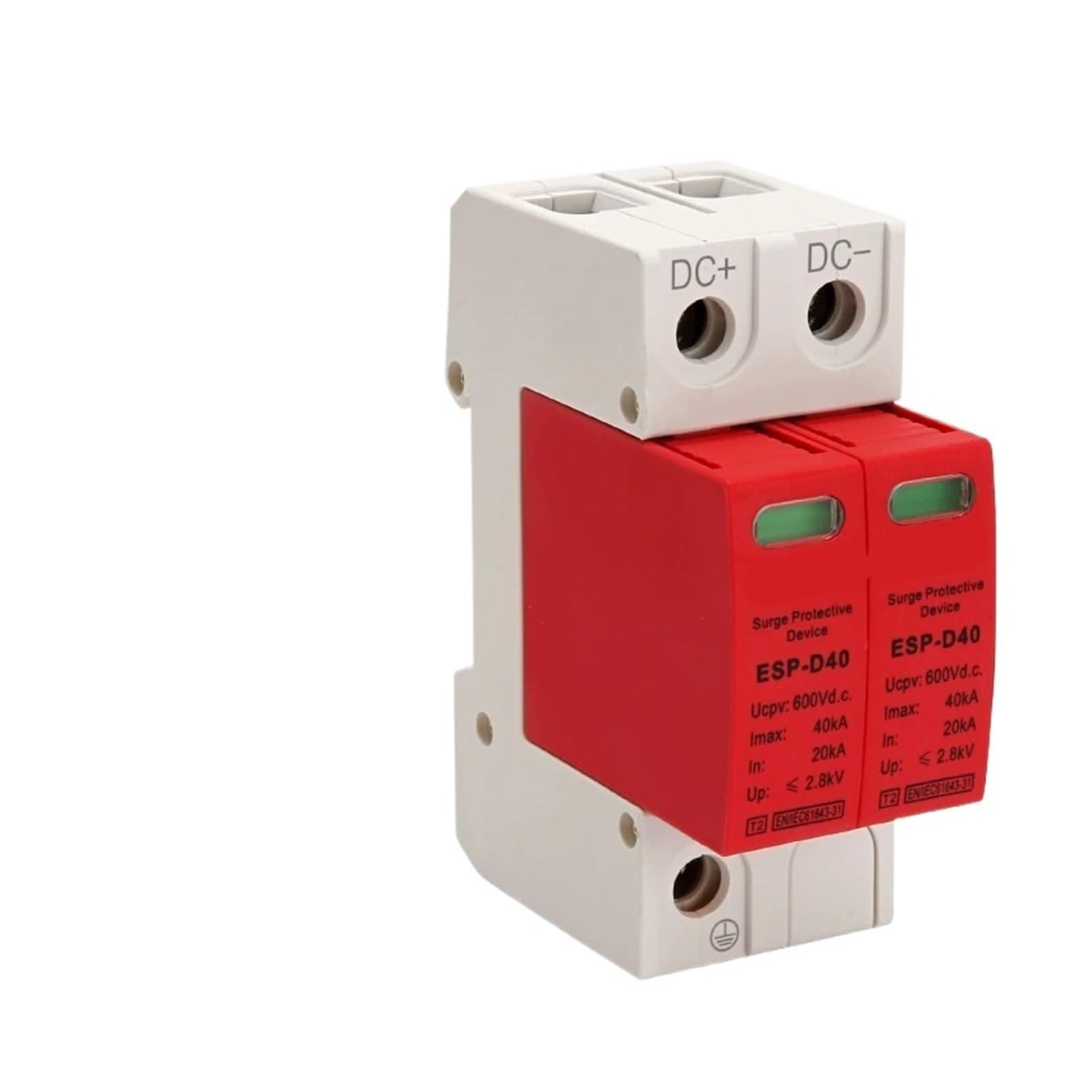 XIONGISOLAR ESP-04 2P Solar Photovoltaic Low Voltage Rail DC 600V 1000V 20KA-40KA Surge Protection Device Lightning Arrester SPD(3P 20-40KA 1000V)