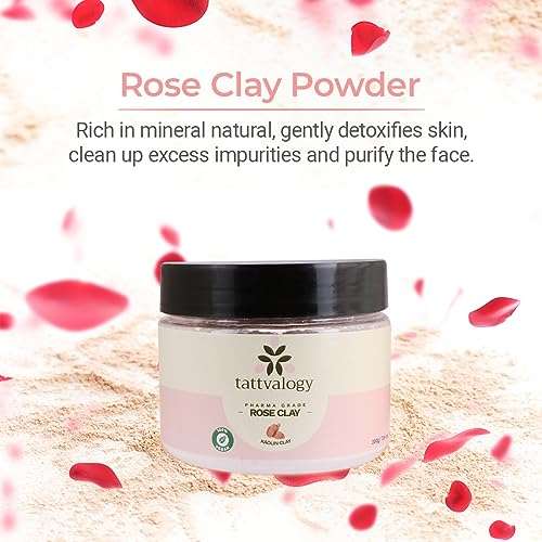 Tattvalogy Rose Clay Powder (200gm) | Clay For Glowing Skin | Kaolin Clay | Powder For Face | Clay Face Mask For Unisex | Parabens & Sulphate Free 3