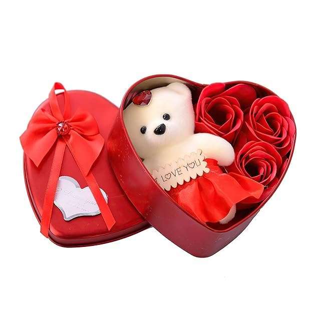 Valentine Gift For Girlfriend Valentine's day Gift Heartbox with Teddy Gifts For Wife Girlfriend Boyfriend His Her 1