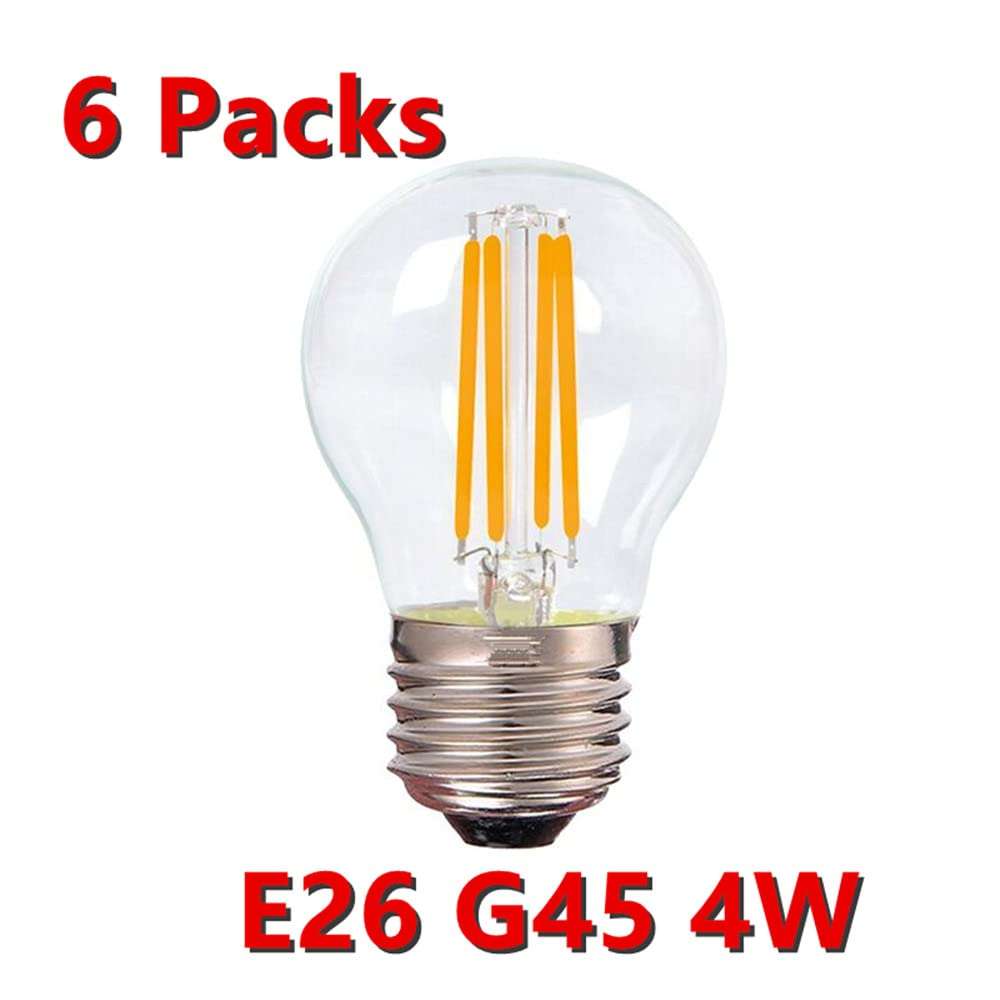 LED Edison Light Bulbs, Non-Dimmable 4W G45 2700 Kelvin E26 LED Bulb, 40W Incandescent Equivalent Warm White Light Bulb for Tiffany Large Table Lamp, Home Pendant Light, Ceiling Fans (6 Packs) 3