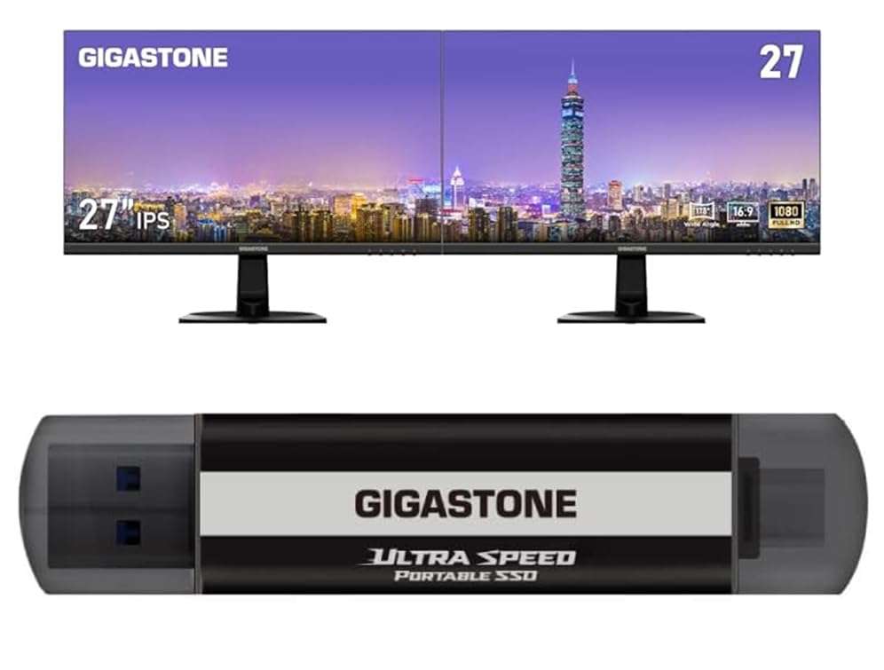 Gigastone [USB3.2 Gen2] USB-C+USB-A External SSD 1TB 1,050MB/s for PS5 iPhone15 MacBook iPad Xbox Gaming SSD Backup Hard Drive 1