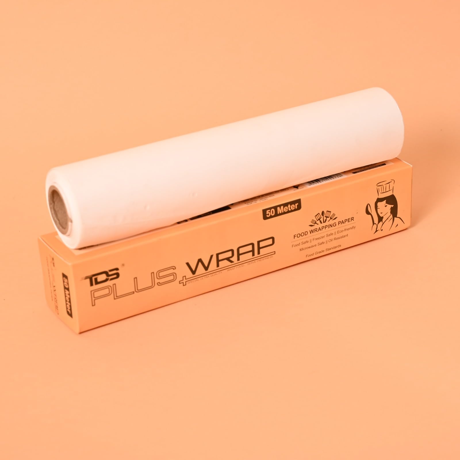 TDS PLUS WRAP 500 Gram Jumbo Roll Wrapping Butter Paper, Off White pack of 2
